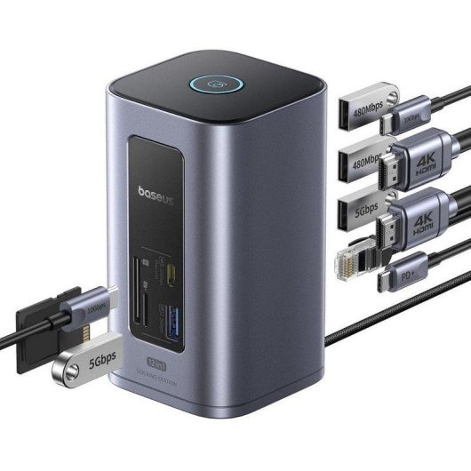 Estación de acoplamiento Baseus Nomos NU1 Air 12-en-1 4K 100W
