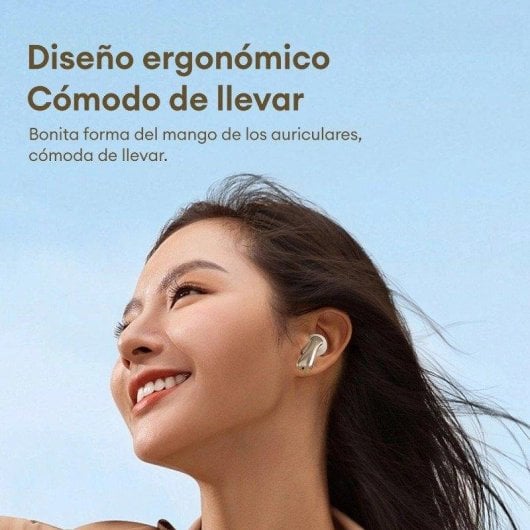 Auriculares Paxa-su6 Bluetooth sem fios com controlo remoto, chamadas e fotos remotas bege