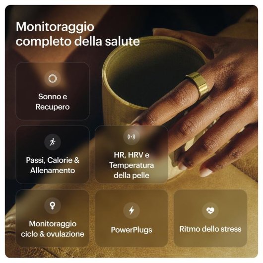 Anello intelligente Ultrahuman Ring AIR Bluetooth Titanio Autonomia 6 giorni Android iOS Ricarica wireless