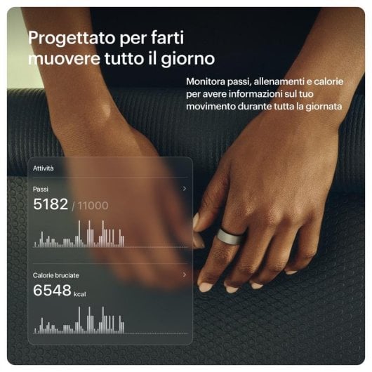 Anello intelligente Ultrahuman Ring AIR Bluetooth Titanio Autonomia 6 giorni Android iOS Ricarica wireless