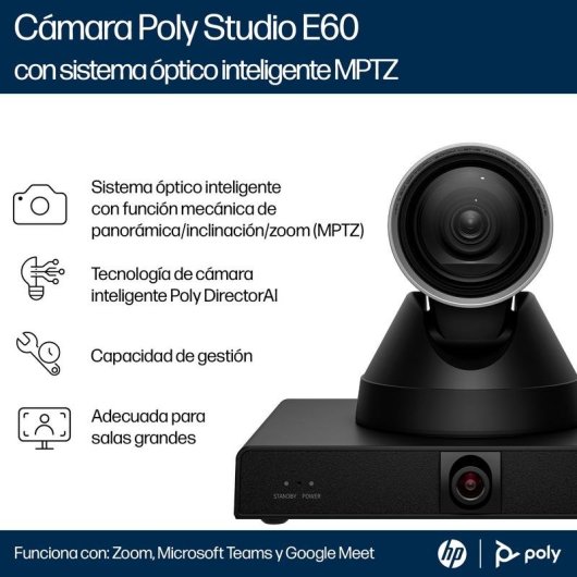 Cámara de videoconferencia Poly Studio E60 4K con zoom óptico 12x y MPTZ