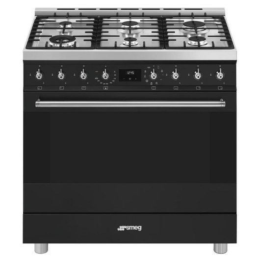 Cocina Smeg Symphony C9GMMB2 Negro 6 Zonas Gas Horno Eléctrico