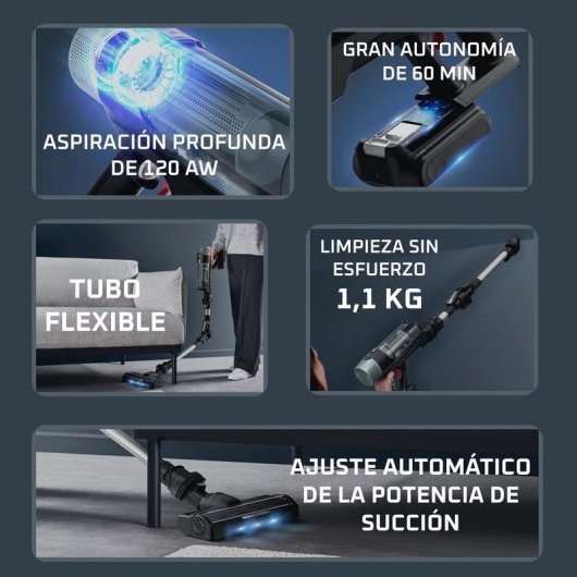 Aspirateur sans Fil Rowenta X-Force Flex 10.80 Allergy 300W 60 min Vert Noir