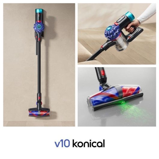 Aspiradora sin Cable Dyson V10 Konical 525W 60 min Cepillo Motorizado Antienredos Negro/Cobre
