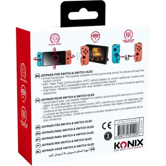 Controller Konix Kabellos für Nintendo Switch - Blau und Rot