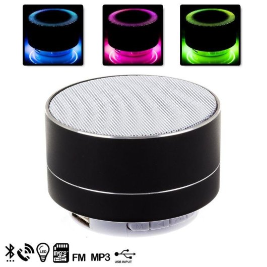 Colunas Dam Electronics Bluetooth Metálicas 3W com luz LED e mãos livres