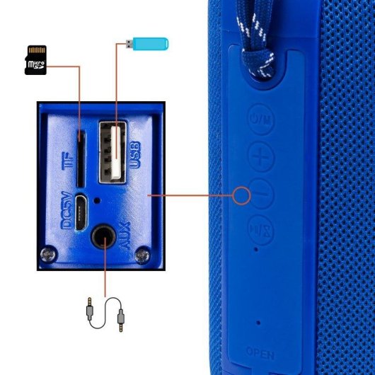 Colunas Dam Electronics A117 Bluetooth 5.0 5W com USB, Rádio FM e Auxiliar