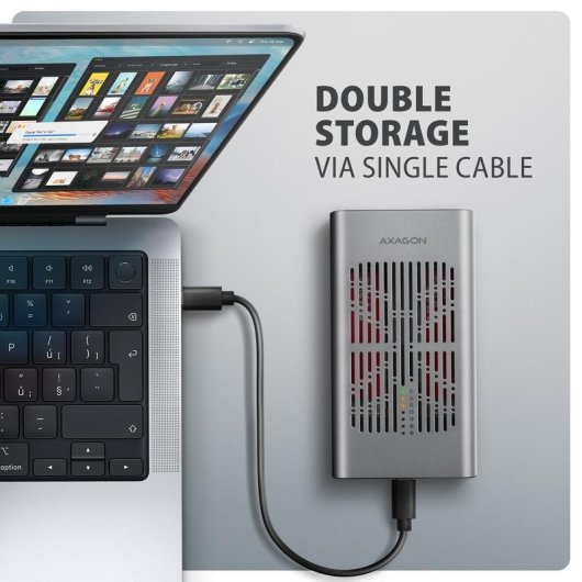 Caixa PC Axagon EEM2-20GD M.2 Alumínio Preto Cinzento com Ventoinha USB-C