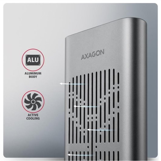 Caixa PC Axagon EEM2-20GD M.2 Alumínio Preto Cinzento com Ventoinha USB-C