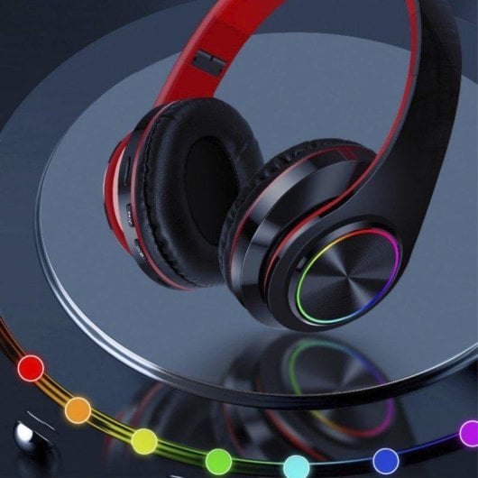 Auriculares inalámbricos Dam Electronics B39UV Bluetooth 5.0 negros con luces RGB, lector Micro SD y autonomía de 6 hora