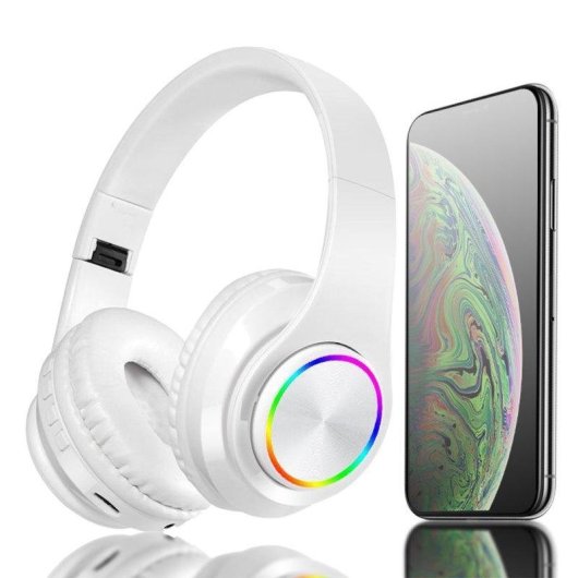 Auriculares inalámbricos Dam Electronics B39UV Bluetooth 5.0 negros con luces RGB, lector Micro SD y autonomía de 6 hora