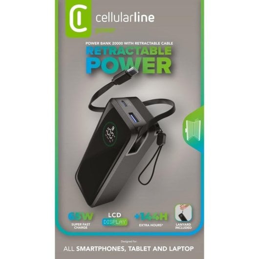 Power Bank Cellularline Roller 20000 20.000 mAh 65W Carga Rápida
