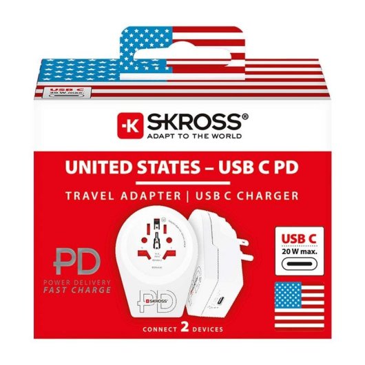 Adaptador de Viaje SKROSS Universal USB-C PD para EE. UU.
