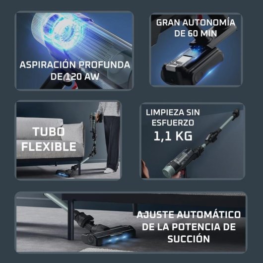 Aspiradora sin Bolsa Rowenta X-Force Flex 10.80 300W 60 min Mascotas Verde Negro