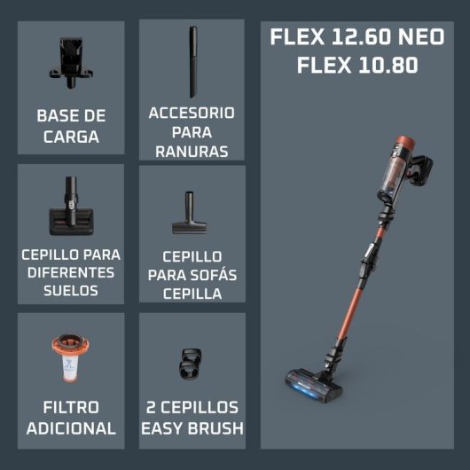 Aspiradora sin Bolsa Rowenta X-Force Flex 10.80 RH7A73 300W 60 min Mascotas Naranja