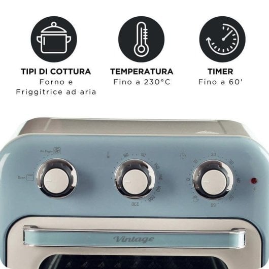 Airfryer Ariete 4632 Fenêtre 16 L 1400 W avec Minuteur et Accessoires