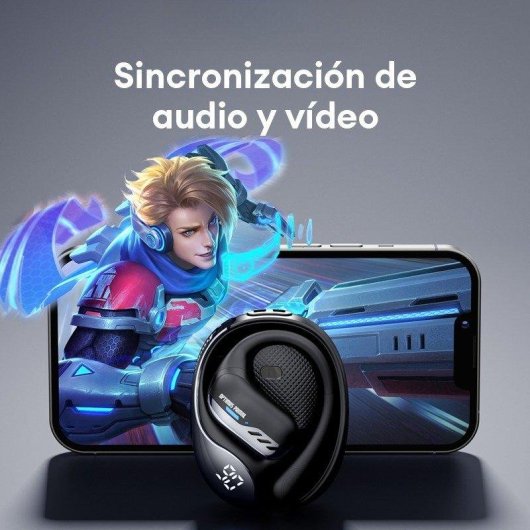 Auriculares Bluetooth Paxa Tf-t55 sem fios com gancho de orelha, som envolvente branco