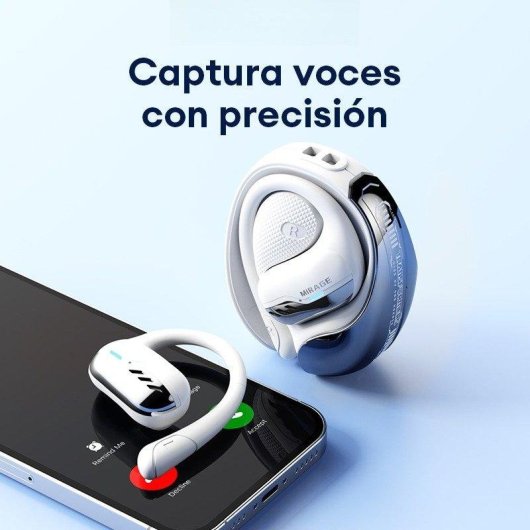 Auriculares Bluetooth Paxa Tf-t55 sem fios com gancho de orelha, som envolvente branco