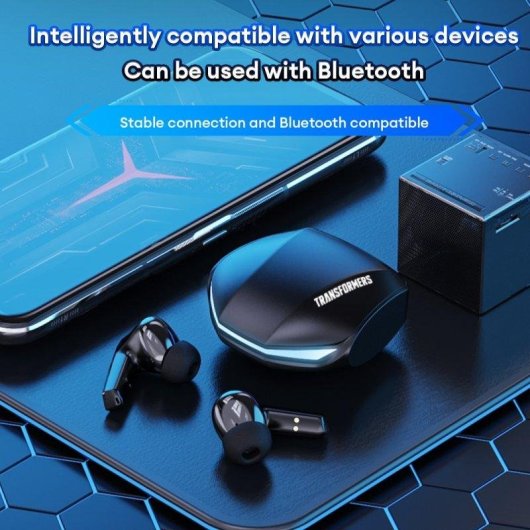 Auriculares Paxa Tf-t10optimus Bluetooth sem fios, graves 360°, gaming, preto