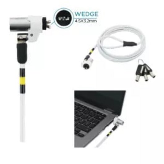 Cabo antifurto Mobilis 001332 1,8 m com chave de aço branco