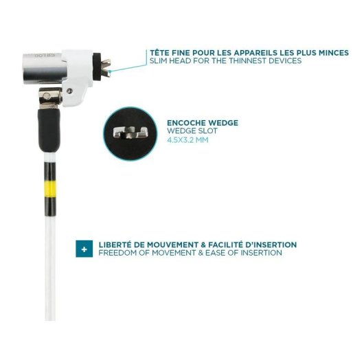 Cabo antifurto Mobilis 001332 1,8 m com chave de aço branco