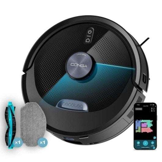 Aspirador Robô com Mopa Cecotec Conga M60 Dark Navegação Láser 13000 Pa Autonomia 200 mins