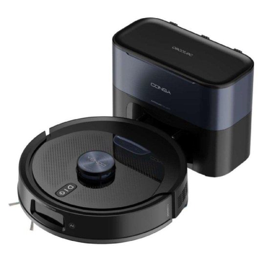 Robot Aspirador y Fregasuelos Cecotec Conga Y90 Dark con Autovaciado Navegación Láser 25.000 Pa