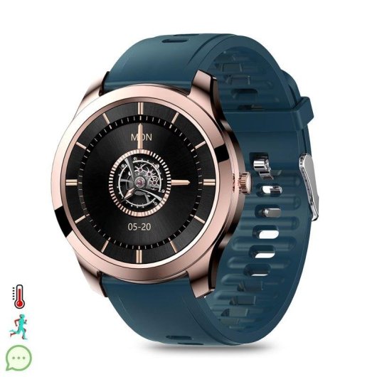 Dam Electronics Smartwatch M28 Bluetooth 1,28'' Metall Silikon IP67 Thermometer Pulsmesser