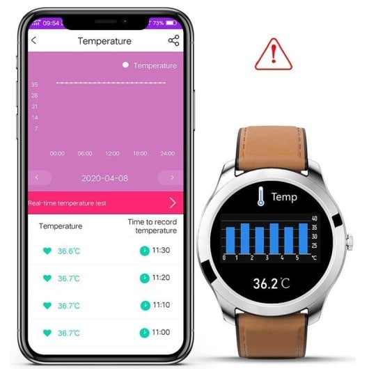 Dam Electronics Smartwatch M28 Bluetooth 1,28'' Metall Silikon IP67 Thermometer Pulsmesser