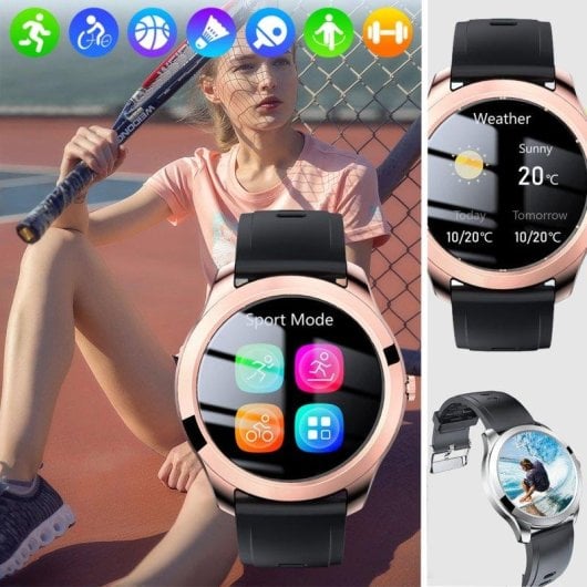 Dam Electronics Smartwatch M28 Bluetooth 1,28'' Metall Silikon IP67 Thermometer Pulsmesser