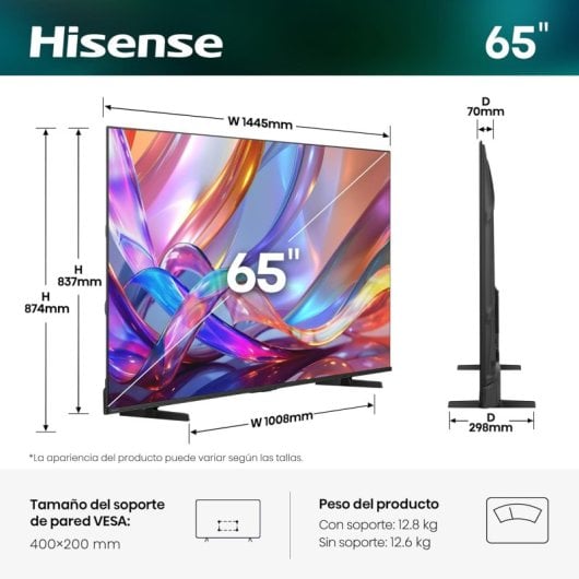 TV Hisense QLED 65E7S 65" 4K UltraHD 120Hz Smart TV VIDAA HDR10+ Dolby Atmos