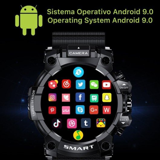 Dam Electronics Smartwatch Phone Q999 4G Android 9.0 Quad Core 1,6'' GPS WiFi Fotocamera 5MP