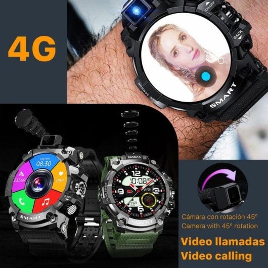 Dam Electronics Smartwatch Phone Q999 4G Android 9.0 Quad Core 1,6'' GPS WiFi Fotocamera 5MP
