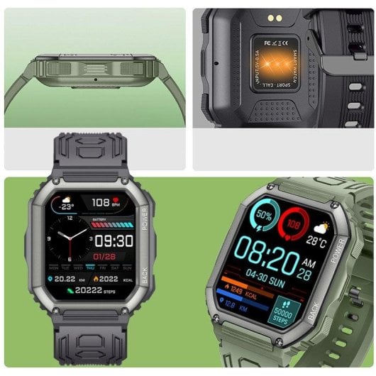 Dam Electronics Smartwatch K6 Bluetooth 1,8'' Zinco Nero IP67 Pulsossimetro SpO2