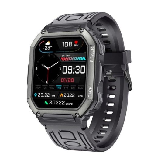 Dam Electronics Smartwatch K6 Bluetooth 1,8'' Zinco Nero IP67 Pulsossimetro SpO2