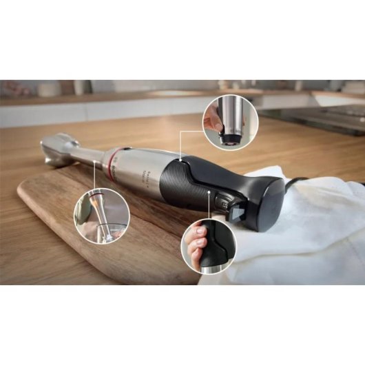 Batidora portátil Bosch Serie 6 MSM6M831, 1,3 L, 1200 W, Inox