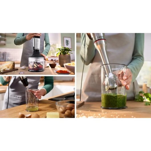 Batidora portátil Bosch Serie 6 MSM6M831, 1,3 L, 1200 W, Inox