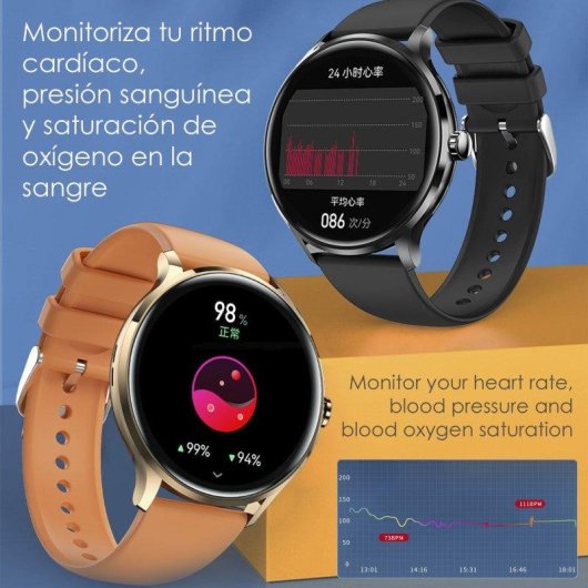 Dam Electronics Smartwatch QS80 Bluetooth 1,39'' TFT Nero IP67 Cardio Termometro
