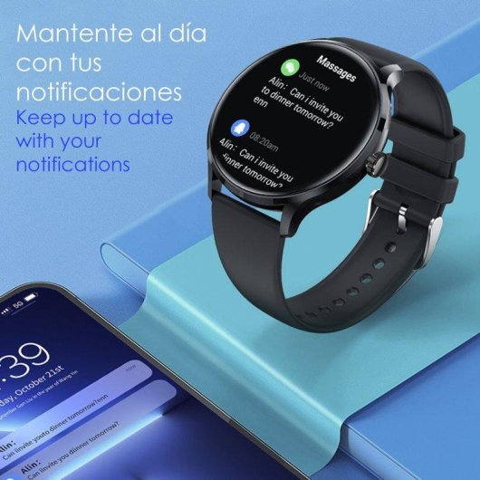 Dam Electronics Smartwatch QS80 Bluetooth 1,39'' TFT Nero IP67 Cardio Termometro
