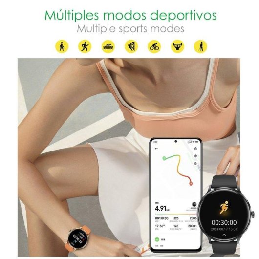 Dam Electronics Smartwatch QS80 Bluetooth 1,39'' TFT Nero IP67 Cardio Termometro