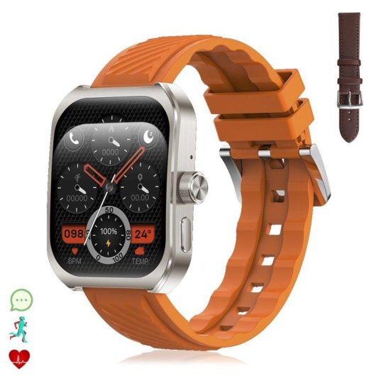 Dam Electronics Z88 Pro Bluetooth NFC 2,1" Táctil Negro Correa Silicona y Cuero IP67 Pulsómetro SpO2 ECG