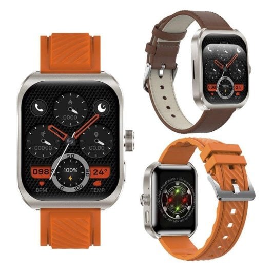 Dam Electronics Z88 Pro Bluetooth NFC 2,1" Táctil Negro Correa Silicona y Cuero IP67 Pulsómetro SpO2 ECG