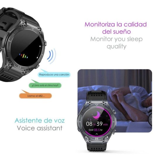 Dam Electronics Smartwatch JA01 Bluetooth 1,43'' AMOLED Preto IP67 Multidesportos