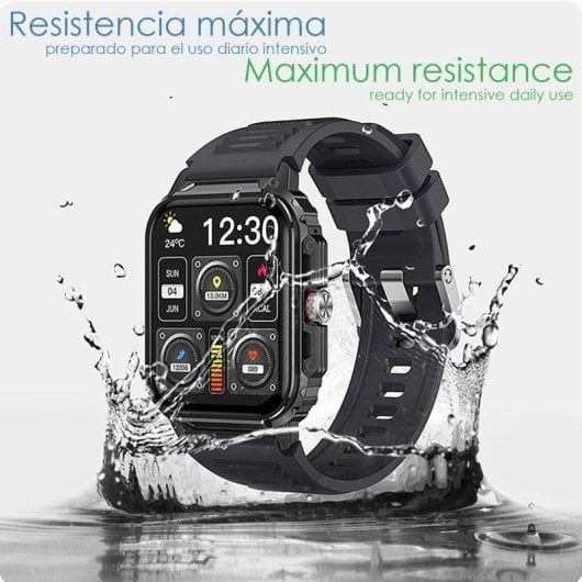 Dam Electronics Y1 Bluetooth 1,85" TFT Negro Correa Negra IP67 Pulsómetro SpO2 Monitor Sueño