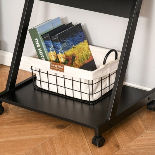 Homcom Mesa De Ordenador Con Ruedas 60x48 Cm Con Bandeja Para Teclado Negro
