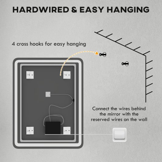 Homcom Espejo De Baño Con Luces Led 70x90 Cm 3 Temperaturas De Color Regulable