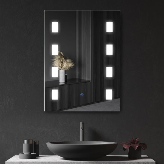 Kleankin Espejo De Baño Con Luz Led Con Función De Antivaho 70x2,7x50 Cm Plata