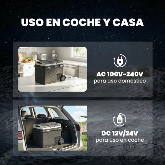 Outsunny Nevera Portátil Eléctrica 49l 12/24/240v Con Compresor Doble Zona Negro