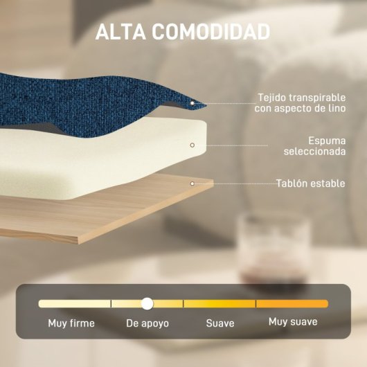 Homcom Butaca De Salón Giratorio 360° Altura Ajustable Asiento Ancho Azul Oscuro