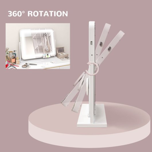 Homcom Espejo De Maquillaje Con Luz Con 3 Modos De Iluminación Ajustables Blanco